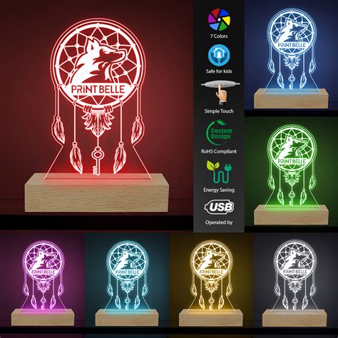 Acrylic Night Light With Custom Shape And Engraved Design Decorative Lamp