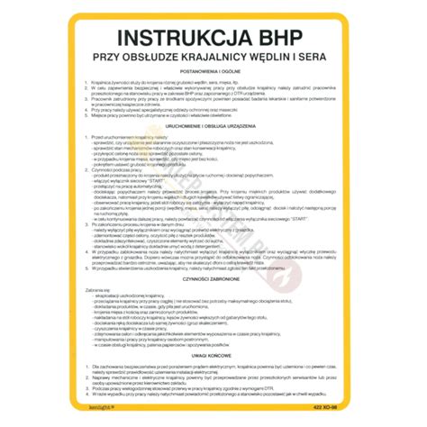 Instrukcja Bhp Przy Obs Udze Krajalnicy W Dlin I Sera Sklep System Pl