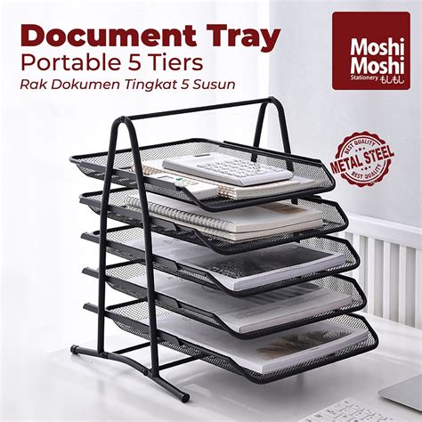 Jual Document Tray Desk Storage Foldable 5 Tiers Rak Kertas File