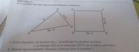 On Consid Re Les Deux Figures G Om Triques Ci Dessous Triangle Abc Ab