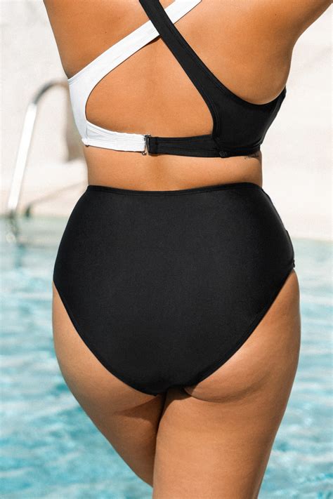 Emerge Wrap Front Colorblock Plus Size Bikini Bottoms