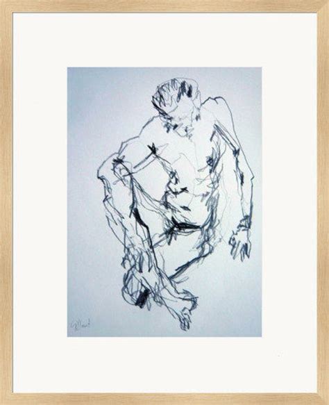 Original Drawing By Gustau Donat From The Series Traces Modern Abstract Drawing Male Nude