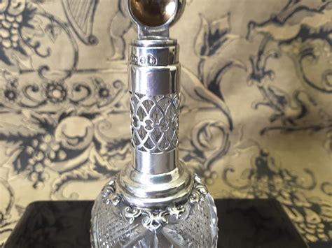 Sterling Silver Perfume Bottle Birmingham Dated 1899 Cut Glass Bottle