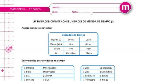 Conversiones Unidades De Medida De Tiempo I Curriculum Nacional