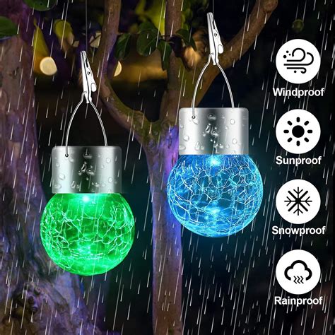 Pack Hanging Solar Lights Outdoor Decorative Waterproof Solar Globe