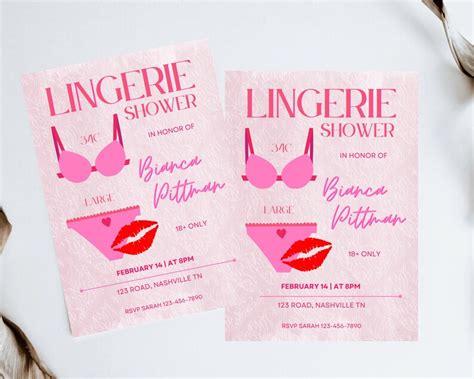 Lingerie Shower Invitation Canva Template Etsy