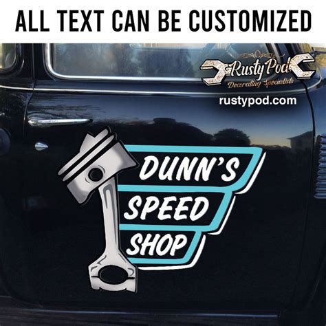 Personalized Piston Hot Rod Lettering Vinyl Sticker Rustypod Store
