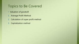 Valuation Of Goodwill Methods Ppt