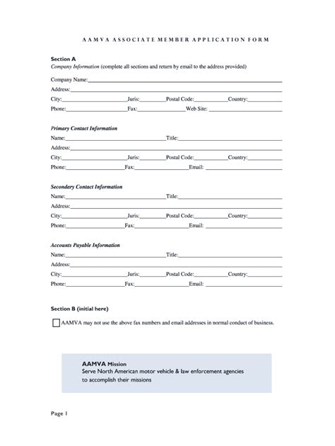 Fillable Online Fillable Online Aamva Associate Member Application Form