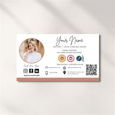 Notary Business Card Template Etsy