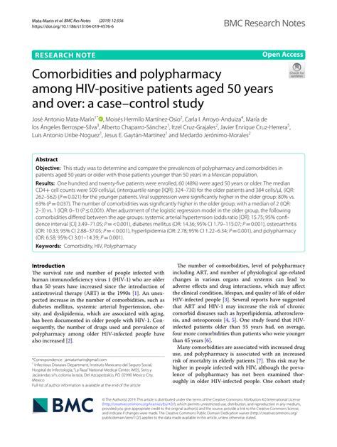 Pdf Comorbidities And Polypharmacy Among Hiv Positive Patients Aged