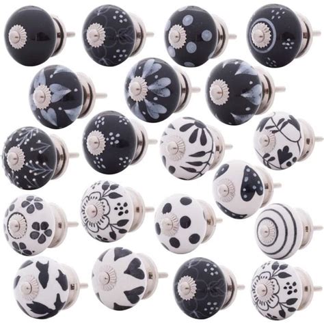 Lot De Boutons De Meuble En C Ramique Peints La Main Style Shabby