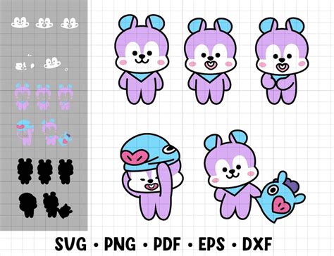 BT21 SVG Mang Reveal Schneidedatei Schneidedatei Cricut Plotter