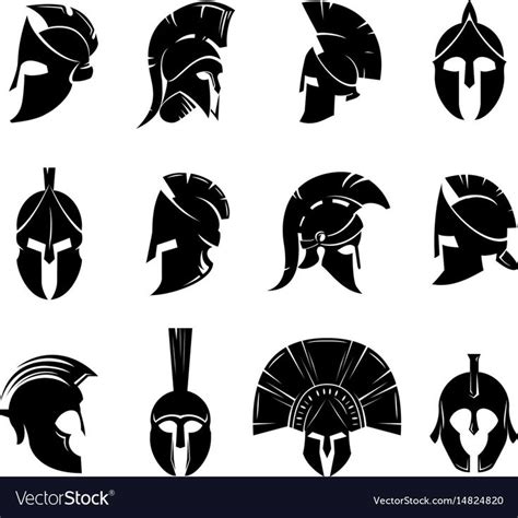 Spartan Helmet Set Royalty Free Vector Image Vectorstock Tatuaje