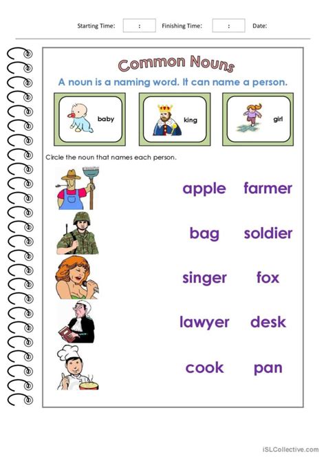 Common Nouns In Pictures General Voc English Esl Worksheets Pdf Doc