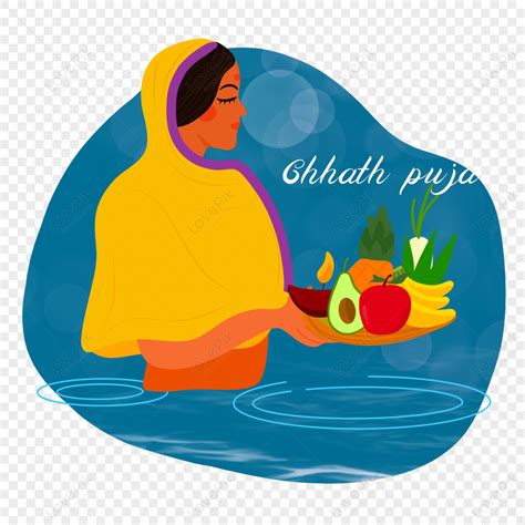 Cartoon Hand Drawn Indian Japanese Chhath Puja Illustration Chhath