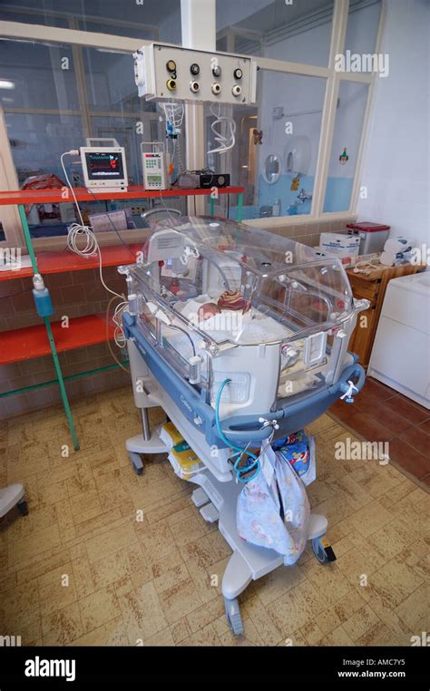 New Born Premature Baby In Incubator Neonatal Intensive Care Unit