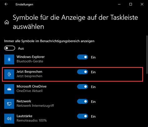 Jetzt Besprechen Symbol In Der Windows Taskleiste Einblenden Oder