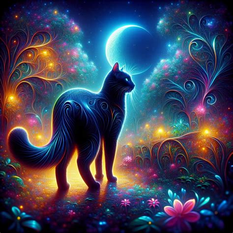 Ethereal Moonlit Garden With Enigmatic Black Cat Ai Art Generator