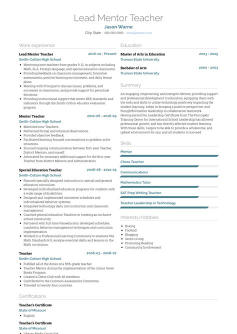 Mentor Resume Samples And Templates Visualcv