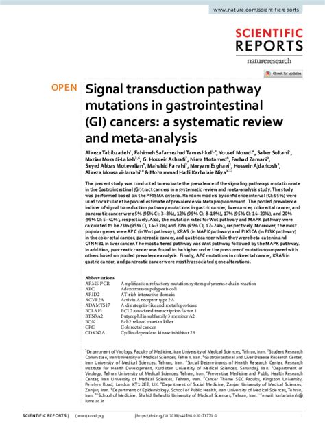 Pdf Signal Transduction Pathway Mutations In Gastrointestinal Gi