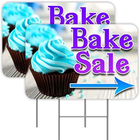 2 Pack Bake Sale Yard Signs 16 X 24 Double Sided Print