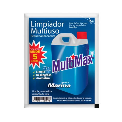 Limpiador Multiuso Multimax Para Diluir Marina Rinde 5 Litros 150 Ml