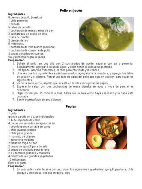 10 Recetas De Comidas Guatemaltecas Pdf Salsa De Tomate Cilantro