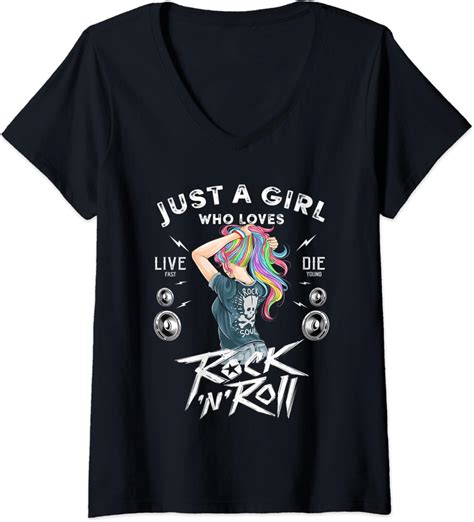 Womens Girls Rock And Roll Music Graphic Novelty Tee And Cool Designs V