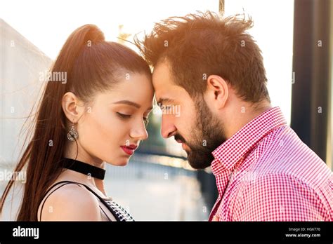 Couple Touching Foreheads Stock Photo Alamy