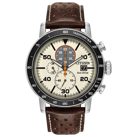 Mua Citizen Mens Eco Drive Weekender Brycen Chronograph Watch In Stainless Steel Brown Leather