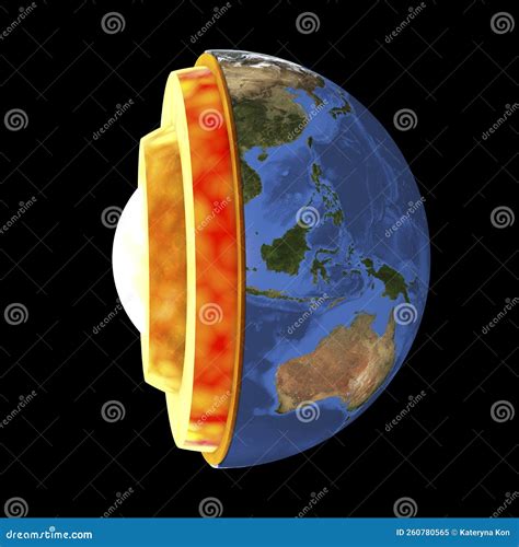 Structure Of The Earth 3d Illustration Stock Illustration