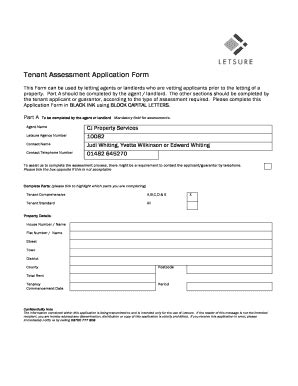 Fillable Online Tenant Application Form Fillable Fax Email Print