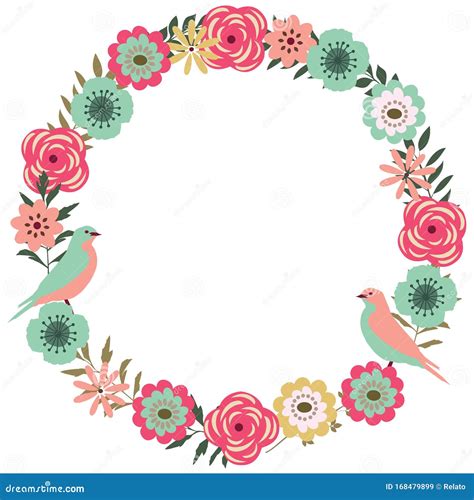 Vector Floral Frame With Birds Stock Vector Illustration Of