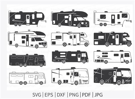 Class A Motorhome Svg Camp Truck Svg Camper Van Svg Rv Camper Motorhome Svg Vector Art For