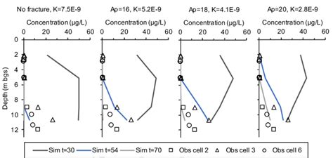 Simulated Sim And Observed Obs Concentration Over Depth In Clayey