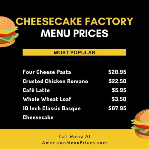 The Cheesecake Factory Menu And Prices In Usa 2023 American Menu Prices