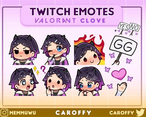 Cute Valorant Clove Emotes BUNDLE Twitch Discord Youtube Etsy