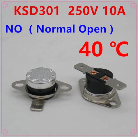 10pcs Lot KSD301 10A250V 40 Degree Celsius N O Normally Open