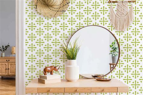 Green geometric pattern wallpaper | Fancy Walls