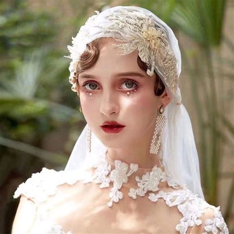 Bridal Juliet Cap Veil Beaded Headpiece Soft Juliet Wedding Veil Retro