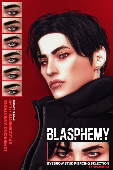 BLASPHEMY Eyebrow Stud Piercing Selection Pralinesims Sims 4