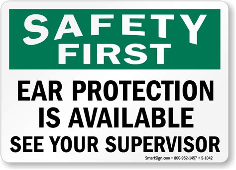 Ear Protection Available Supervisor Sign Made In Usa Sku S 1042