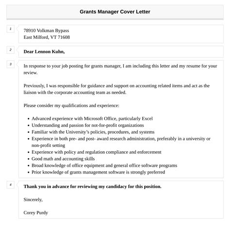 Grants Manager Cover Letter Velvet Jobs