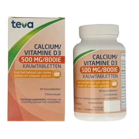 Teva Calcium Vitamine D 500mg800ie Kauwtablet 90 Tabletten