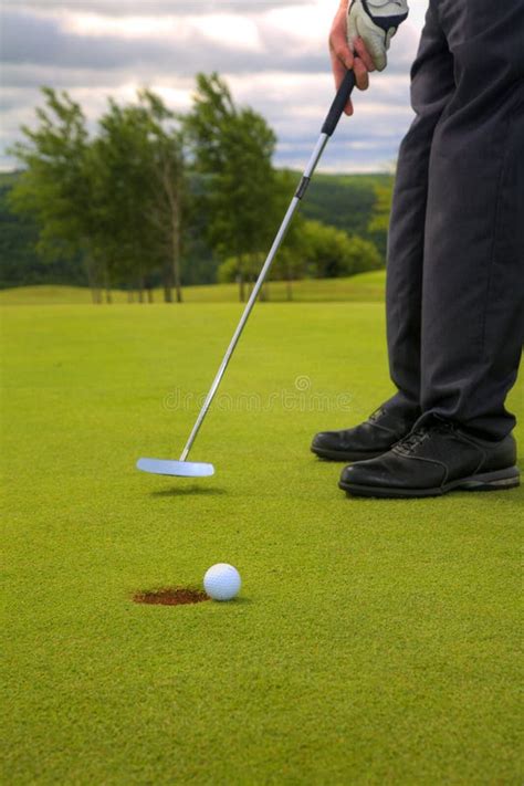 Golfer Putts Ball On Green Basking In Sunlight Success Generated By Ai