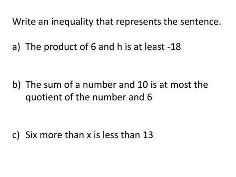 Write An Inequality That Represents The Sentence Ppt Download