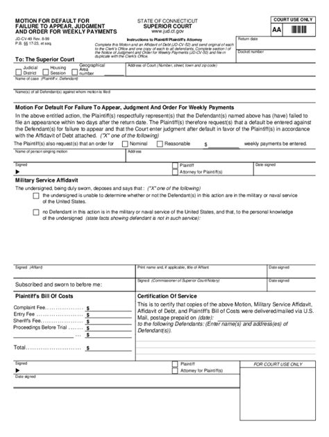 Fillable Online Jud Ct Motion For Default For Failure To Appear