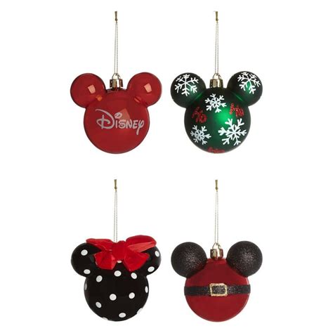 Disney Mickey Mouse Baubles 4pk Seasonal All Homeware Homeware