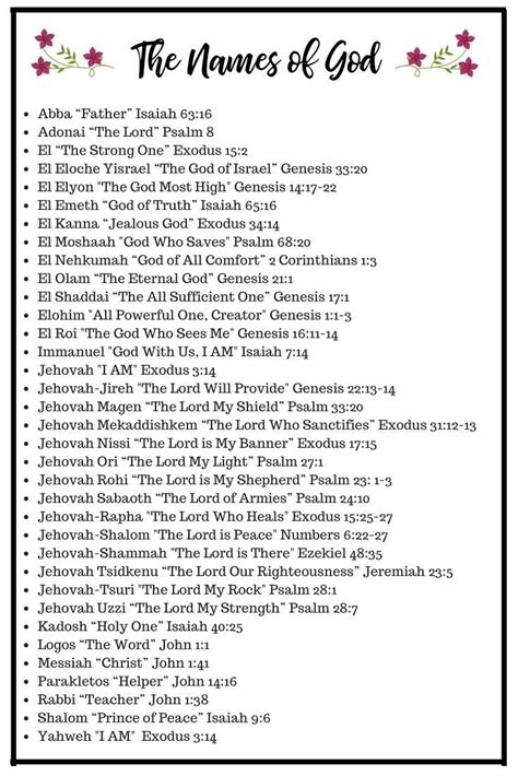 47 Names Of God Plus Free Printable Names Of God Bible Study Verses